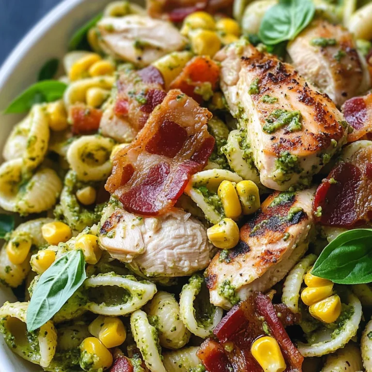 Chicken and Corn Pasta Salad with Turkey Bacon