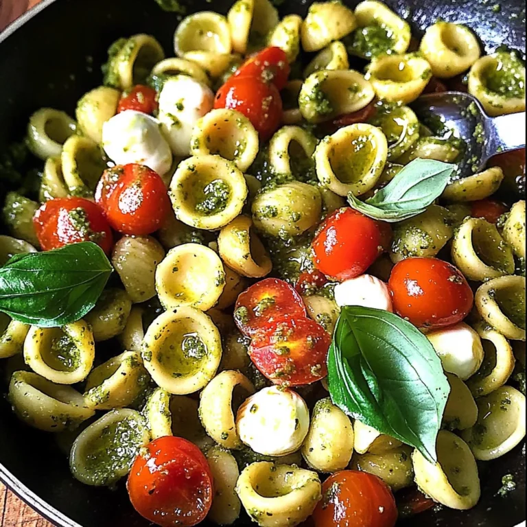 Orecchiette with Cherry Tomatoes, Mozzarella & Basil Pesto
