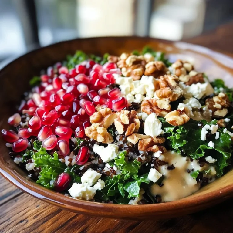 Pomegranate, Kale, and Wild Rice Salad with Walnuts and Feta