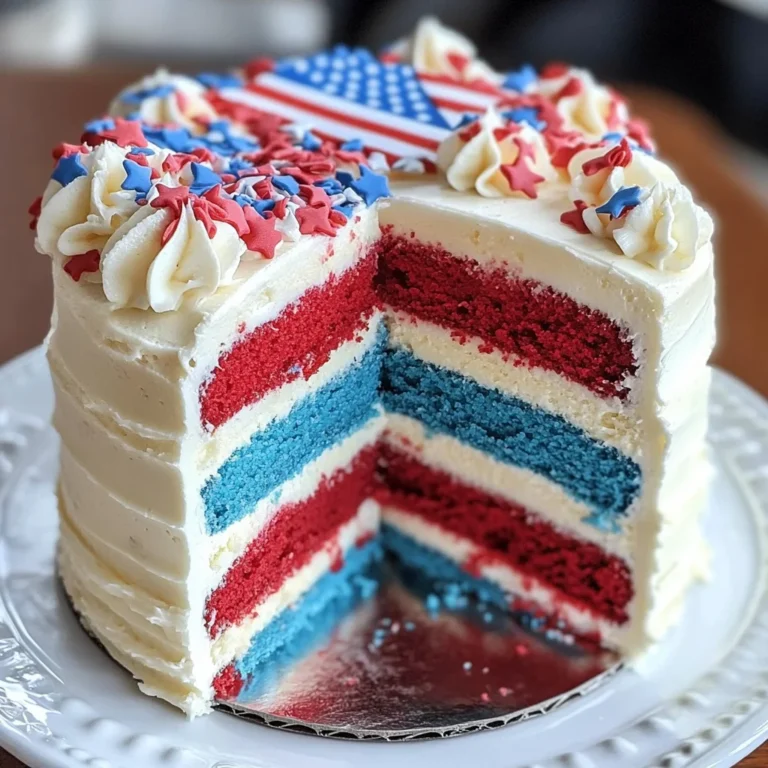 Red, White and Blue Flag Cake