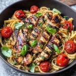Tomato Basil Pasta with Balsamic Grilled Chicken