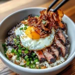 Char Siu Beef Bowl With Crispy Fried Shallots & Sunny-side