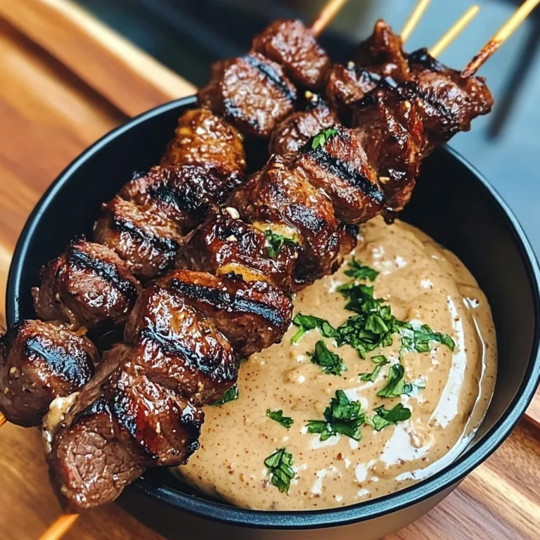Grilled Beef Skewers With Creamy Peanut Sauce