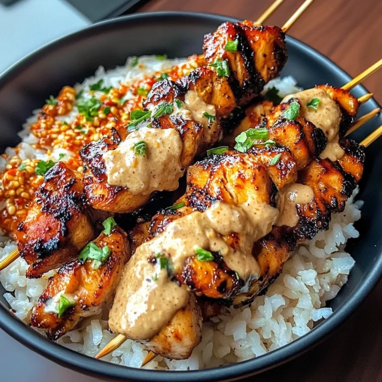 Grilled Chicken Skewers With Coconut Rice & Peanut Sauce