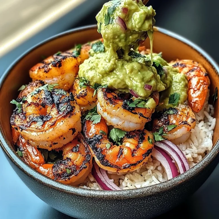 Shrimp Bowl With Avocado Guacamole & Creamy Sauce