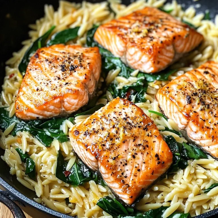 One Skillet Salmon with Lemon Orzo