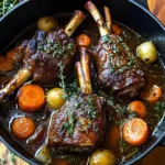 Braised Lamb Shanks with Aromatic Herb Gravy and Root Vegetables