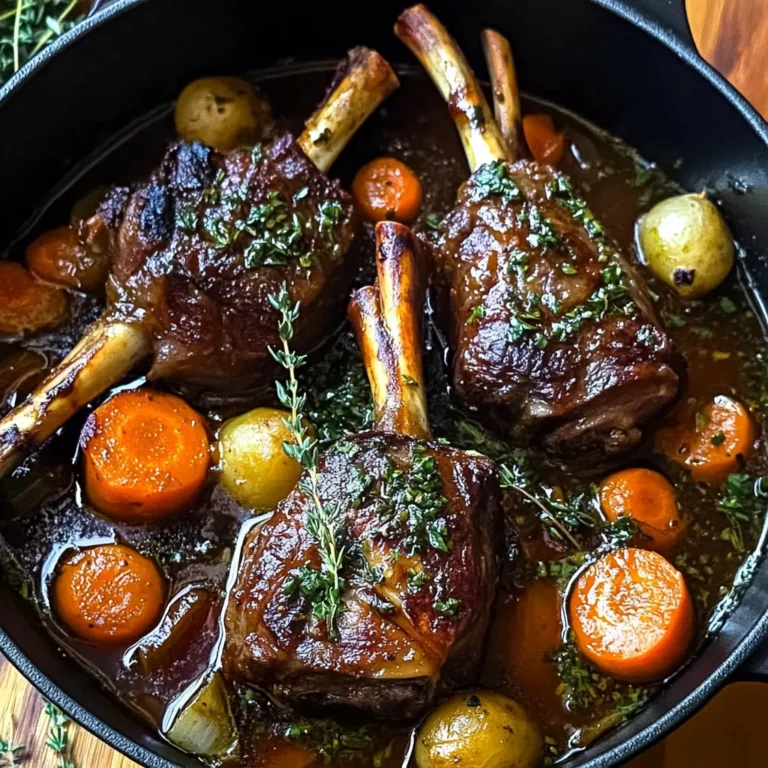 Braised Lamb Shanks with Aromatic Herb Gravy and Root Vegetables