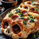 Cheesy Halloween Pizza Skulls