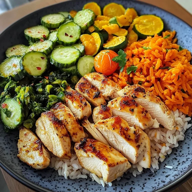 Colorful Chicken Veggie Plate with Carrot Rice & Salad