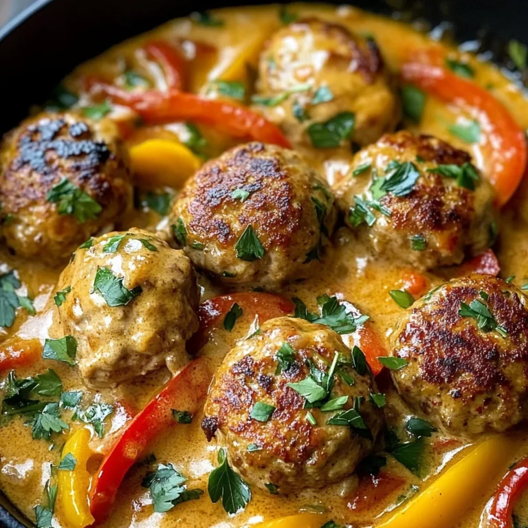 Creamy Bell Pepper Chicken Meatballs