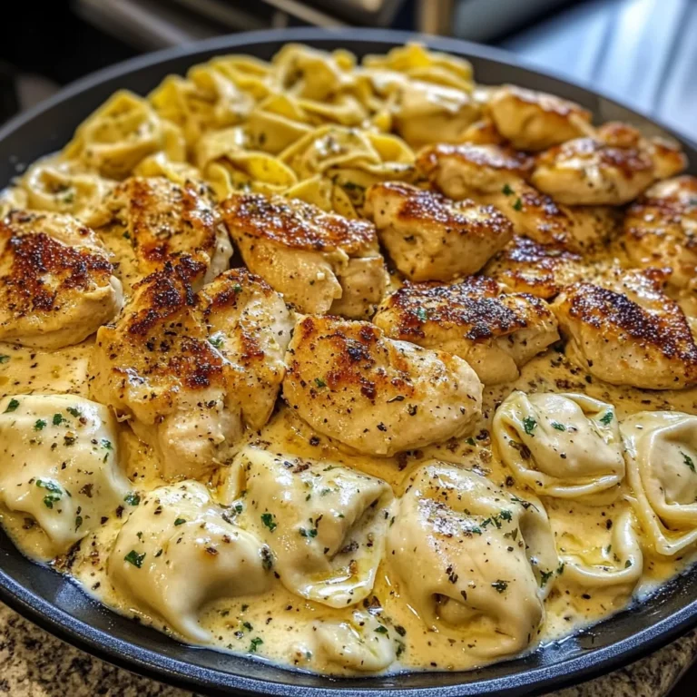 Creamy Chicken Tortellini with Mozzarella Garlic Sauce