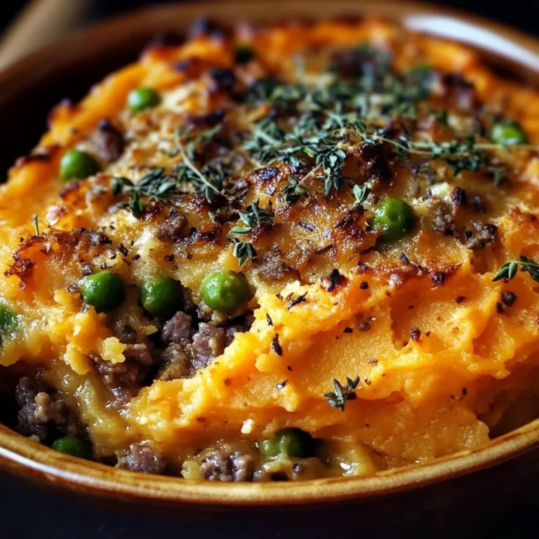 Savory Ground Lamb Shepherds Pie with Creamy Sweet Potato Mash