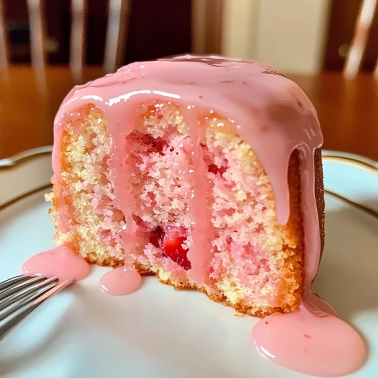 Strawberry Buttermilk Pound Cake with Pink Glaze