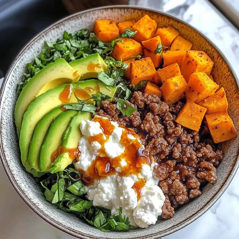 Sweet Potato & Ground Beef Protein Bowl with Cottage Cheese