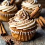 Vanilla Chai Pumpkin Latte Cupcakes with Cinnamon Brown Sugar Frosting