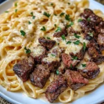 Cajun Steak Tips with Cheesy Parmesan Linguine