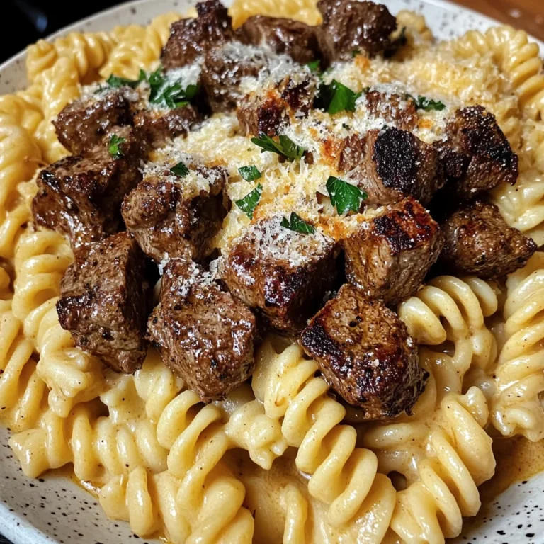 Cajun Steak Tips with Cheesy Parmesan Twisted Pasta