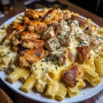 Cheesy Chicken Alfredo Rigatoni in Garlic Butter Sauce