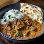 Coconut-Curry Braised Beef with Jasmine Rice & Garlic Naan