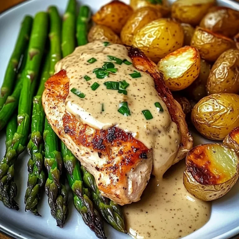 Creamy Dijon Chicken with Asparagus & Roasted Potatoes