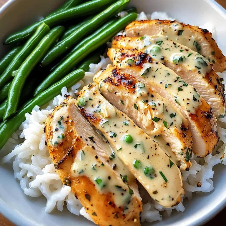 Creamy Herb Chicken with Fluffy Rice & Green Beans