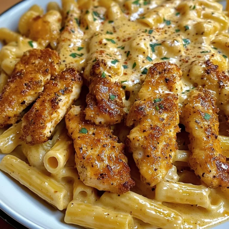 Creamy Rigatoni Alfredo with Cajun Chicken Strips