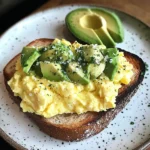 Creamy Scrambled Eggs with Avocado Toast & Iced Matcha Latte