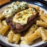 Garlic Cream Steak with Rigatoni in Provolone Cream Sauce