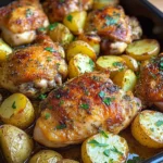 Garlic Herb Roasted Chicken Thighs with Baby Potatoes