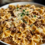 Garlic Parmesan Bowtie Pasta with Creamy Beef