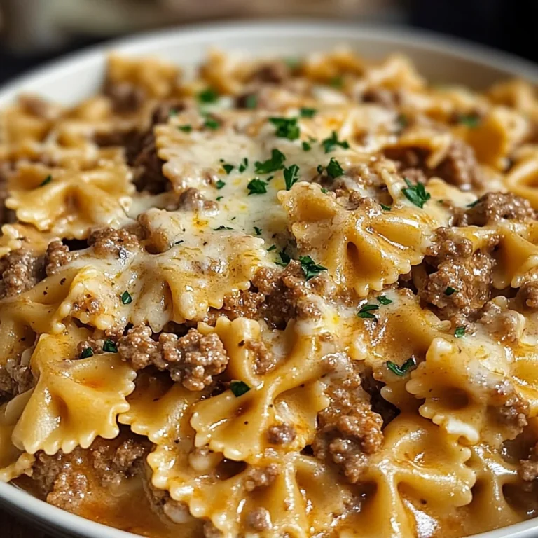 Garlic Parmesan Bowtie Pasta with Creamy Beef