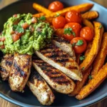 Grilled Chicken with Sweet Potato Fries & Chunky Guac