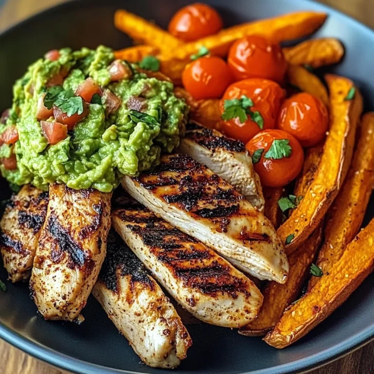 Grilled Chicken with Sweet Potato Fries & Chunky Guac