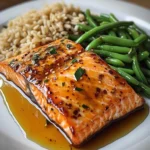 Honey Garlic Salmon with Brown Rice & Green Beans