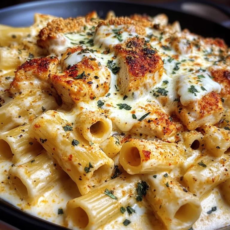 Mozzarella Cajun Chicken Rigatoni in Garlic Cheese Sauce