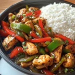 Pepper Chicken Stir-Fry with Fluffy Rice