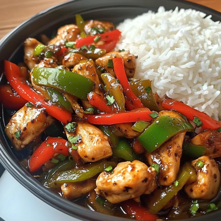 Pepper Chicken Stir-Fry with Fluffy Rice