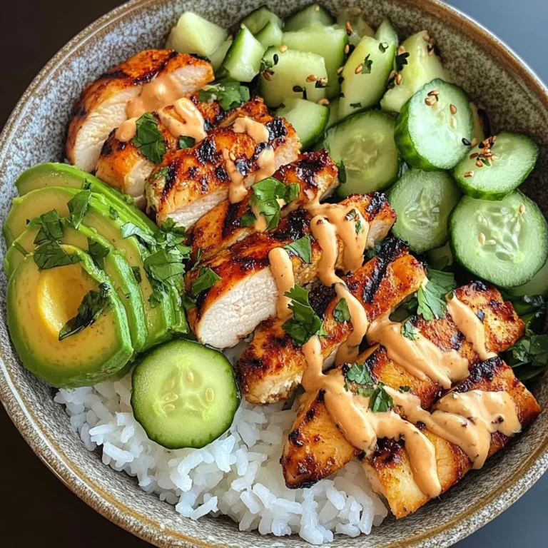 Spicy Grilled Chicken Bowl with Avocado & Cucumber Crunch