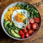 Sunny Avocado Breakfast Bowl with Corn & Cherry Tomatoes