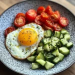 Sunny Egg with Avocado-Cucumber Tomato Salad